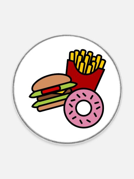 Pommes Burger Donut - Runder Kühlschrankmagnet - Weiß