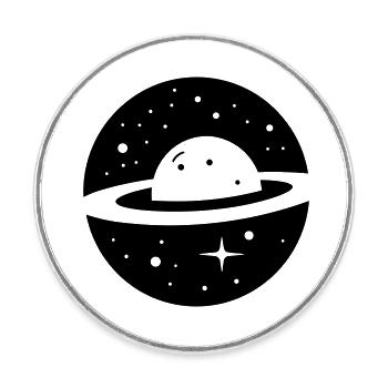 Planet - Runder Kühlschrankmagnet - Weiß - Vorne