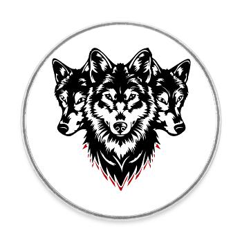 Wolf Kopf Rudel - Runder Kühlschrankmagnet - Weiß - Vorne