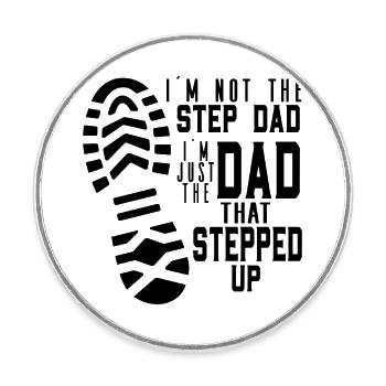 Stepped Up Dad | The Real Hero - Round  fridge magnet - white - Front