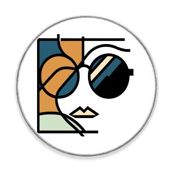 Retro Chic 70er Sonnenbrille - Runder Kühlschrankmagnet - Weiß - Vorne