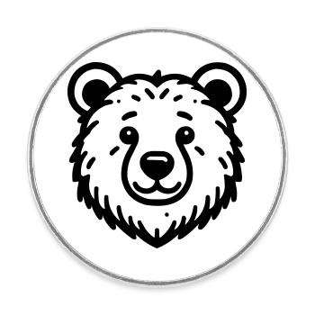 Ours - Magnet rond - blanc - Devant