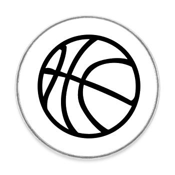 Ballon de basket - Magnet rond - blanc - Devant