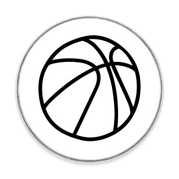 Ballon de basket - Magnet rond - blanc - Devant