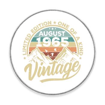 Birthday August 1965 Birthday Gift August - Round  fridge magnet - white - Front