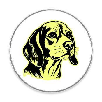 Tête de chien Beagle - Magnet rond - blanc - Devant