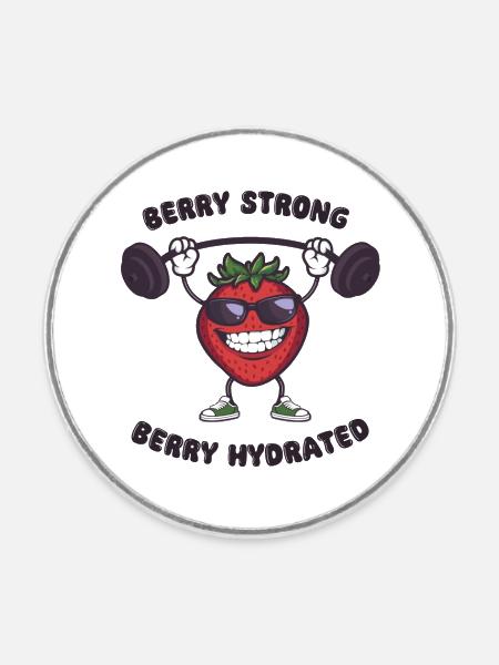 berry strong Erdbeere Comicfigur - Runder Kühlschrankmagnet - Weiß