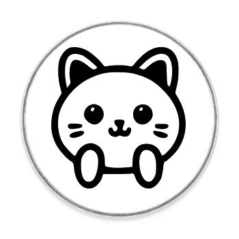Cute Cat Head - Round  fridge magnet - white - Front