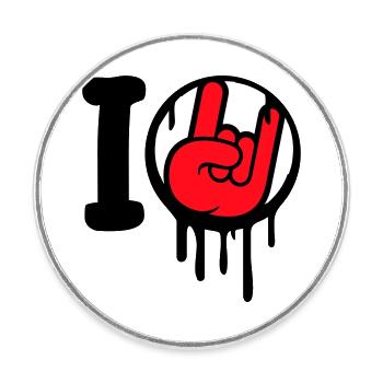 I Love Heavy Metal Hard Rock Musik Handgeste Herz - Runder Kühlschrankmagnet - Weiß - Vorne