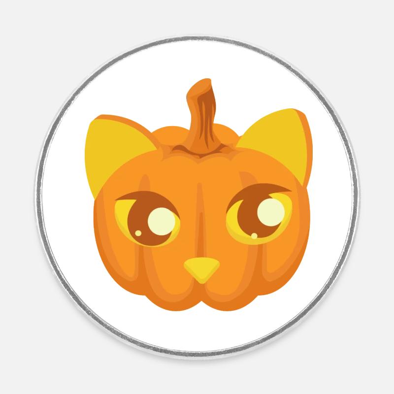 Pumpkimkitty - Runder Kühlschrankmagnet - Weiß