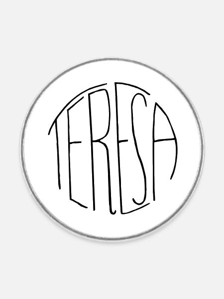 Teresa - Runder Kühlschrankmagnet - Weiß