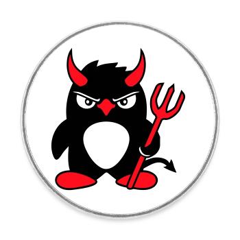 Penguin Devil Horns Trident Hell Evil Satan - Round  fridge magnet - white - Front