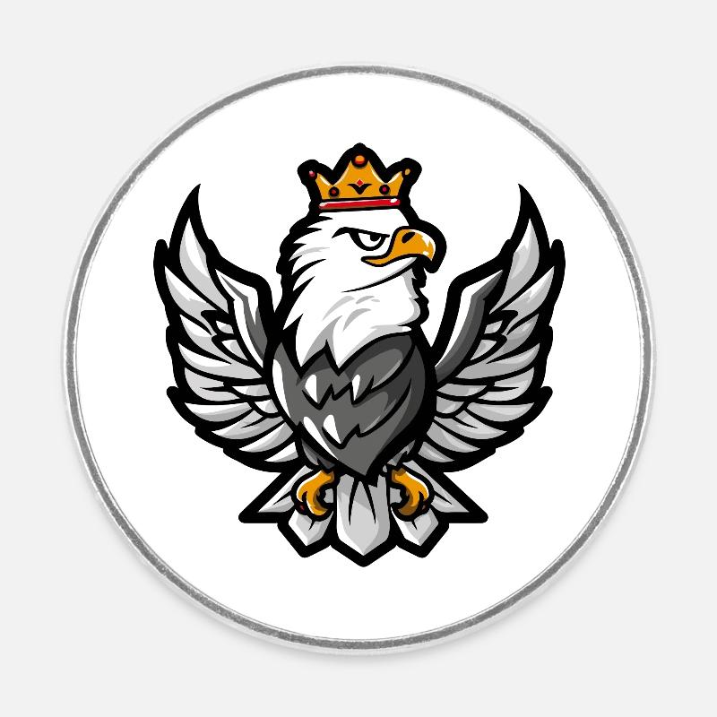 Eagle Cartoon Crown - Round fridge magnet - white