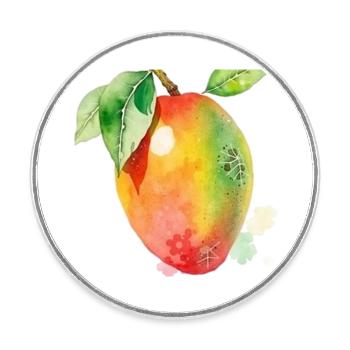 Mango - Runder Kühlschrankmagnet - Weiß - Vorne