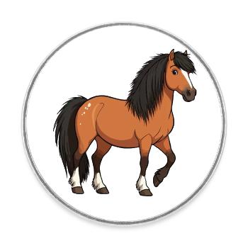 Icelandic pony reel - Round  fridge magnet - white - Front