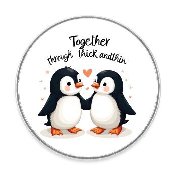 Penguin Love – Cute T-Shirt for Animal and Love - Round  fridge magnet - white - Front