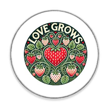 L’amour fait pousser la fraise - Magnet rond - blanc - Devant