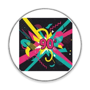 90er-Jahre-Vibes - Runder Kühlschrankmagnet - Weiß - Vorne