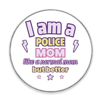 Mom Policewoman, Mother's Day Gift - Round  fridge magnet - white - Front