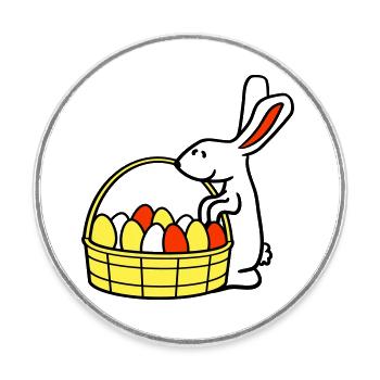 Hase Korb Ostereier suchen Osterhase bunte Eier - Runder Kühlschrankmagnet - Weiß - Vorne