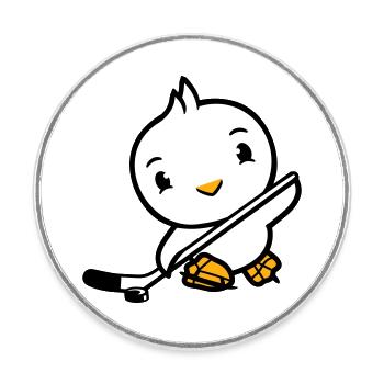 oiseau jouant au hockey sur glace sport rondelle bâton hobby - Magnet rond - blanc - Devant