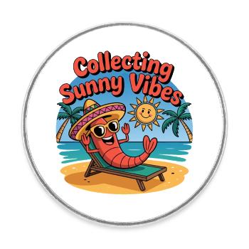 Sunny Summer Vibes lustige Krabbe am Strand - Runder Kühlschrankmagnet - Weiß - Vorne