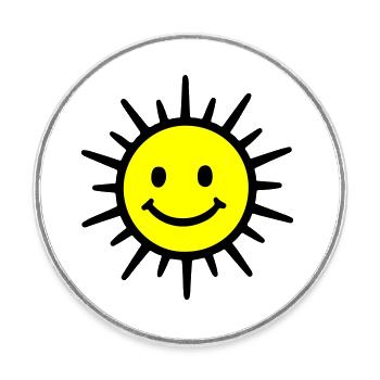Sun Joy Summer - Round  fridge magnet - white - Front