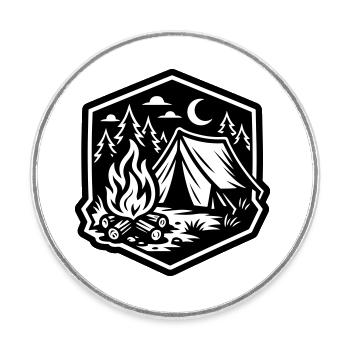 Tente de camping extérieure - Magnet rond - blanc - Devant
