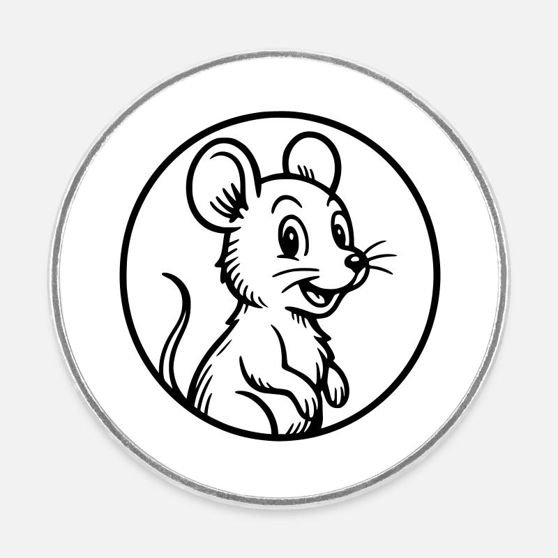 Mouse - Round  fridge magnet - white