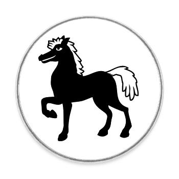 Horse Stallion Cool Pride Guy Riding Rider Hobby - Round  fridge magnet - white - Front