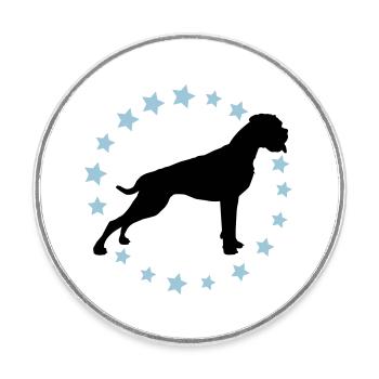 Boxer Sternenkreis 2 farb - Runder Kühlschrankmagnet - Weiß - Vorne