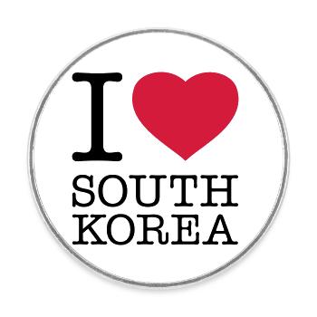 I LOVE SOUTH KOREA Südkorea - Runder Kühlschrankmagnet - Weiß - Vorne