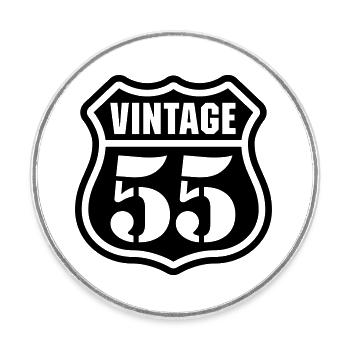 Vintage 55 - Round  fridge magnet - white - Front