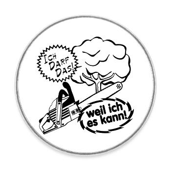 Motorsäge , Kaminholz , Old School , Baum (25) - Runder Kühlschrankmagnet - Weiß - Vorne