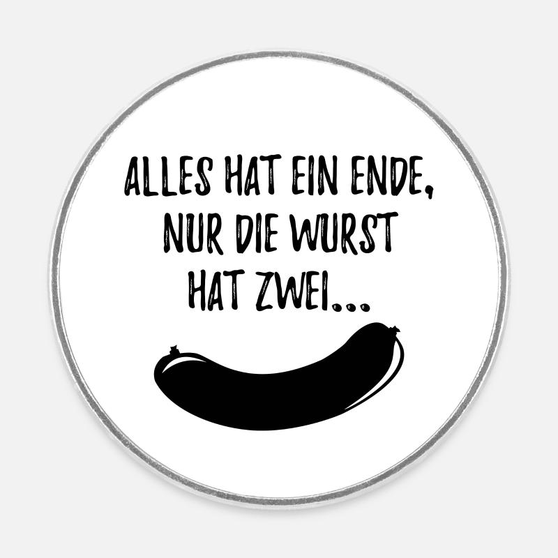 Alles Wurst schwarz - Runder Kühlschrankmagnet - Weiß
