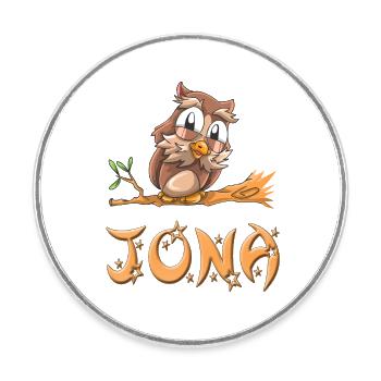 Eule Jona - Runder Kühlschrankmagnet - Weiß - Vorne