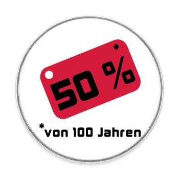 50% ... 100 years - Round  fridge magnet - white - Front