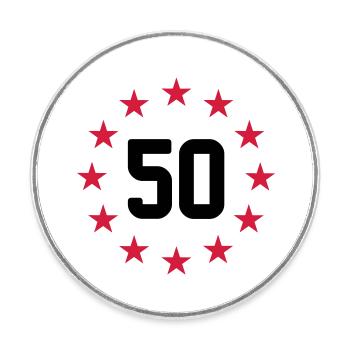 50 years - Round  fridge magnet - white - Front