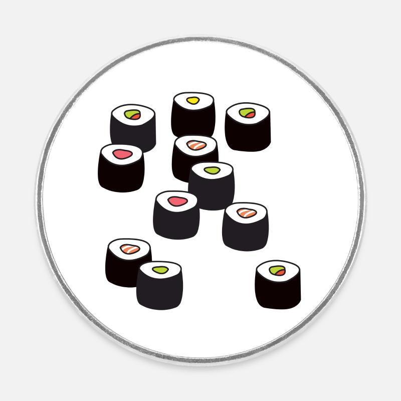 sushi - Round fridge magnet - white