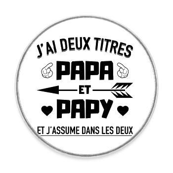 papa et papy - Magnet rond - blanc - Devant