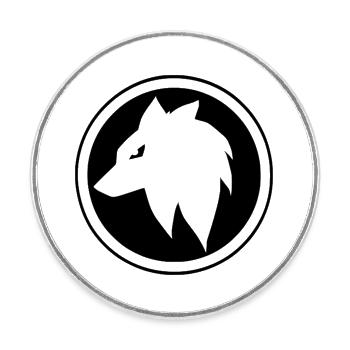 Mangawolf im Kreis - Runder Kühlschrankmagnet - Weiß - Vorne