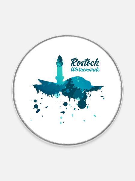 Rostock Warnemünde - Runder Kühlschrankmagnet - Weiß