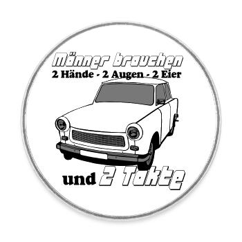  , DDR , 2 Hände 2 Augen 2 Eier 2 Takte (25 - Runder Kühlschrankmagnet - Weiß - Vorne