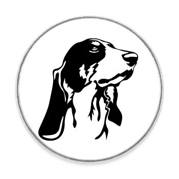 Bernese hound head - Round  fridge magnet - white - Front