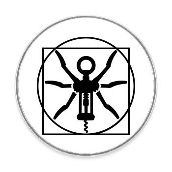 Vitruvian man wine cork screw Leonardo Da Vinci - Round  fridge magnet - white - Front