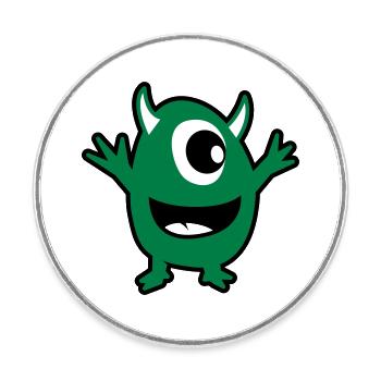 green monster - Round  fridge magnet - white - Front