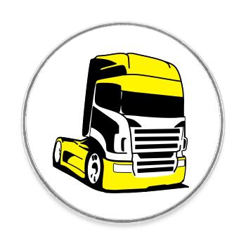 Camion Jaune Pop Art - Magnet rond - blanc - Devant