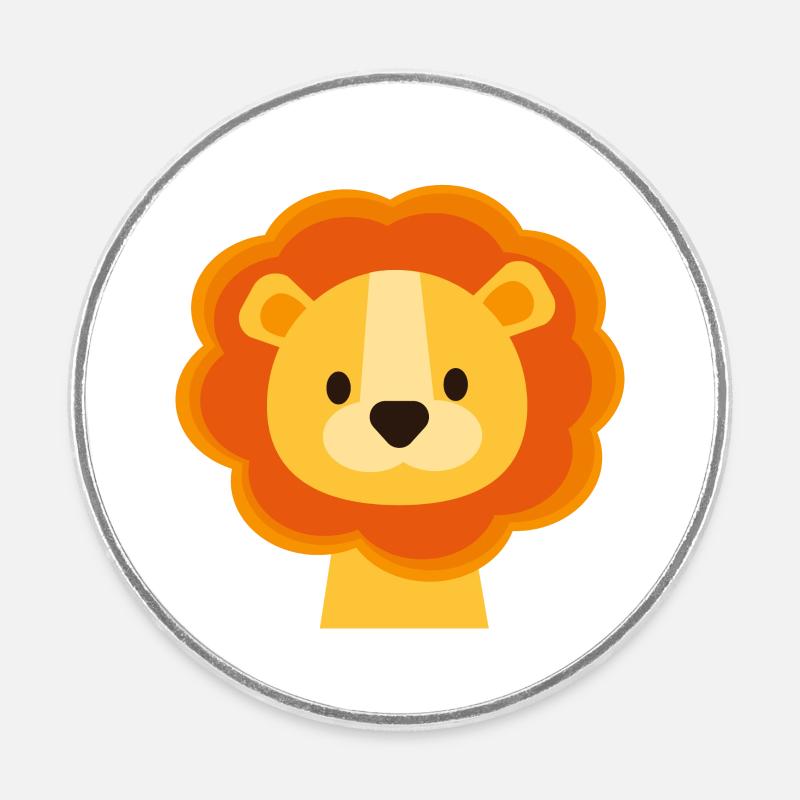 Bébé Lion - Magnet rond - blanc