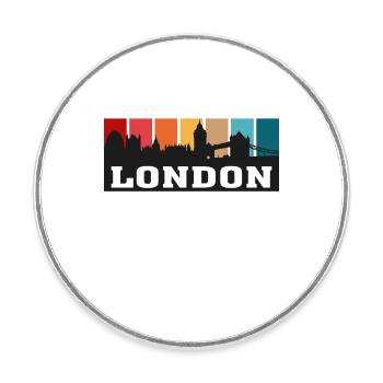 Londres Angleterre Voyage Skyline Souvenir Silhouette - Magnet rond - blanc - Devant