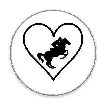 Coeur de cheval - Magnet rond - blanc - Devant
